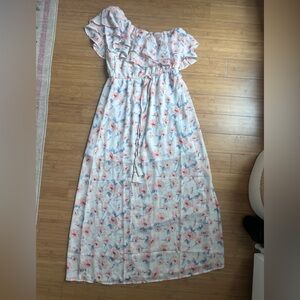 Miami Off the Shoulder Floral Dress in Pink and Blue